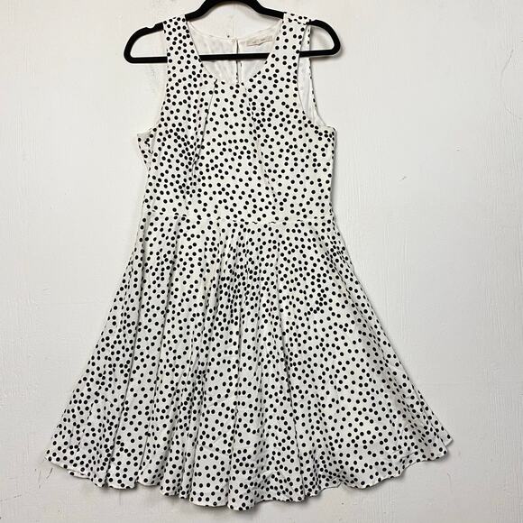 41 Hawthorn White Black Polka Dot Fit Flare Dress Size Large - Picture 1 of 6